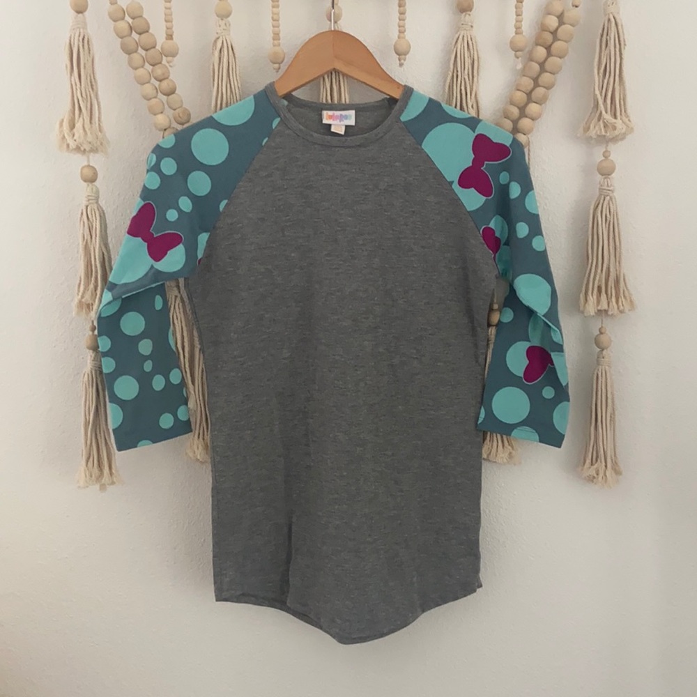 Disney Minnie Mouse tee shirt 3/4 long sleeve Randy baseball style Lularoe grey